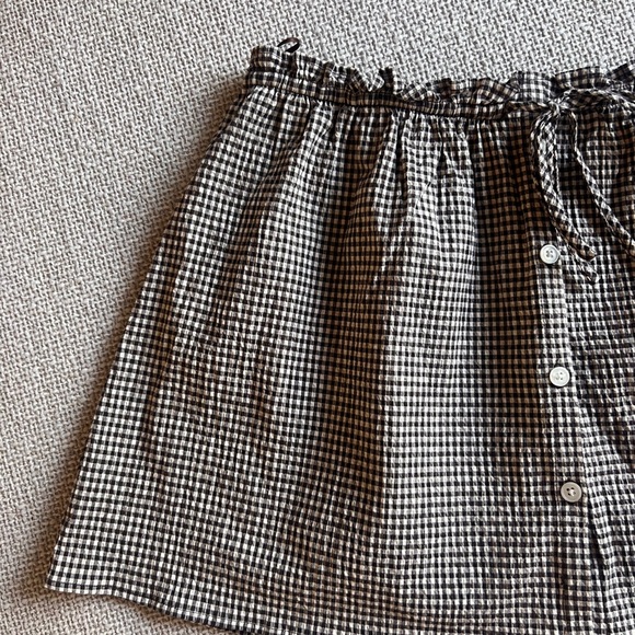 Zara Dresses & Skirts - Zara Brown and White Checkered Mini Skirt with buttons - Small